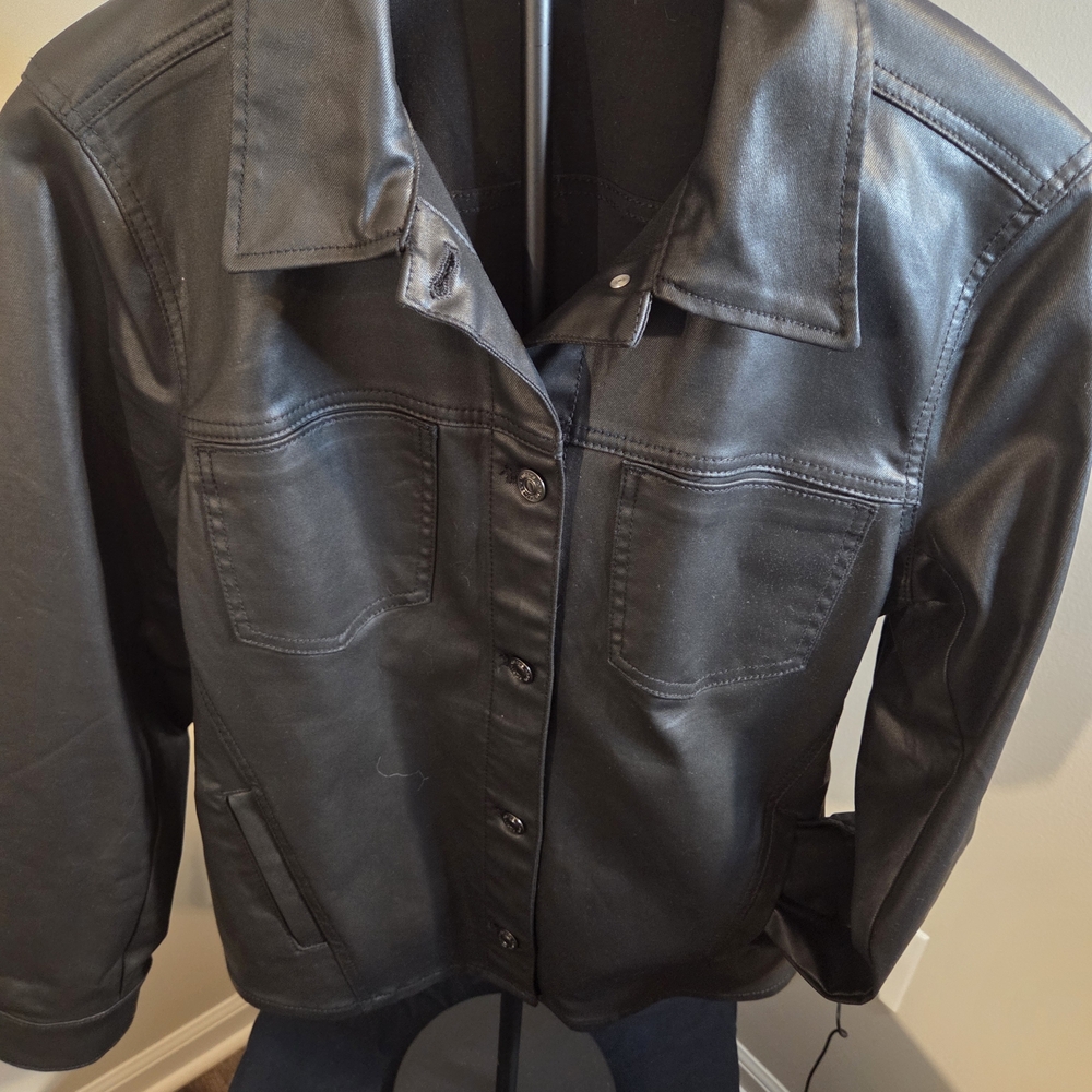 Black Women's Faux Leather Jacket